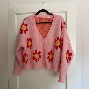 Flower cropped cardigan